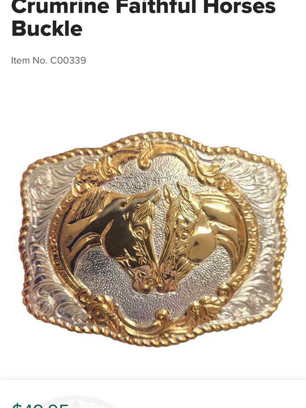 Crumrine Faithful Horses Gold-Tone Buckle